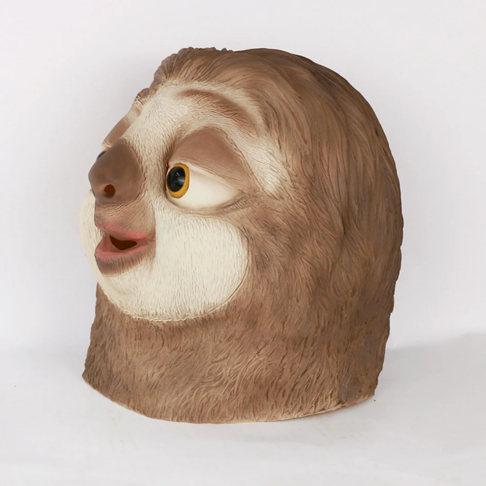 Latex Sloth Mask Zootopia Flash Sloth Mask Complete Latex Animal Head Mask Halloween Party Cosplay Prop Accessories Toys (6)