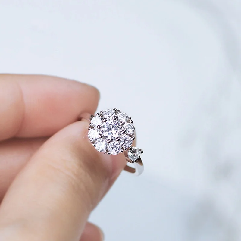 

Rotatable Zircon Crystal Ring 925 Sterling Silver Filled Bridal Wedding Engagement Fashion Jewelry