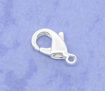 

8SEASONS Silver color Lobster Clasps. 12x7mm,sold per packet of 50