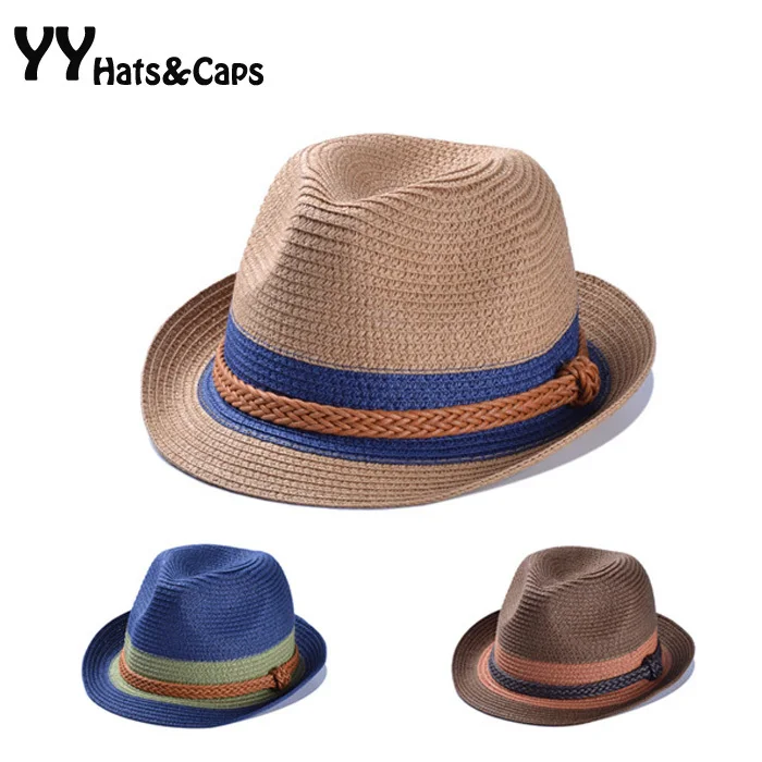 

Fashion Summer Casual Straw Fedoras Unisex Beach Trilby Large Brim Jazz Sun Hat Panama Hat Paper Straw Women Men Cap YY0259