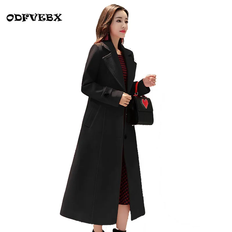 

Female autumn winter woolen windbreaker jacket long plus size self-cultivation waist long-sleeved woolen coat women's clothing