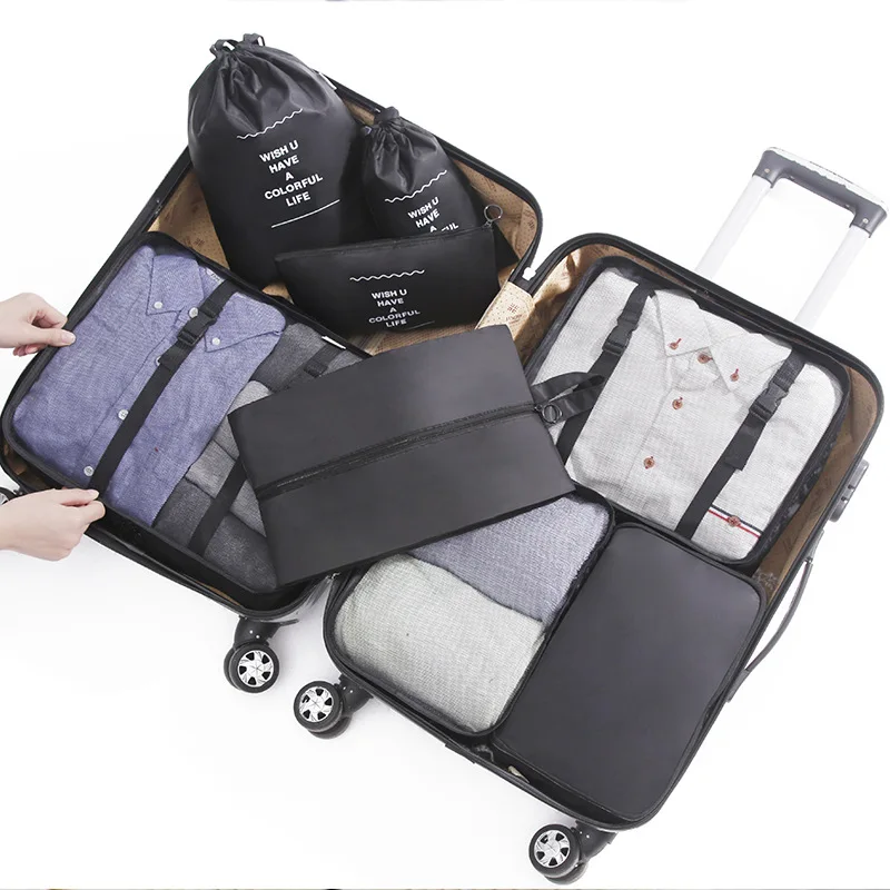 

High quality 8 in 1 travel suitcase organizer sets bags waterproof luggage sorting bags 8 pieces per set for packing