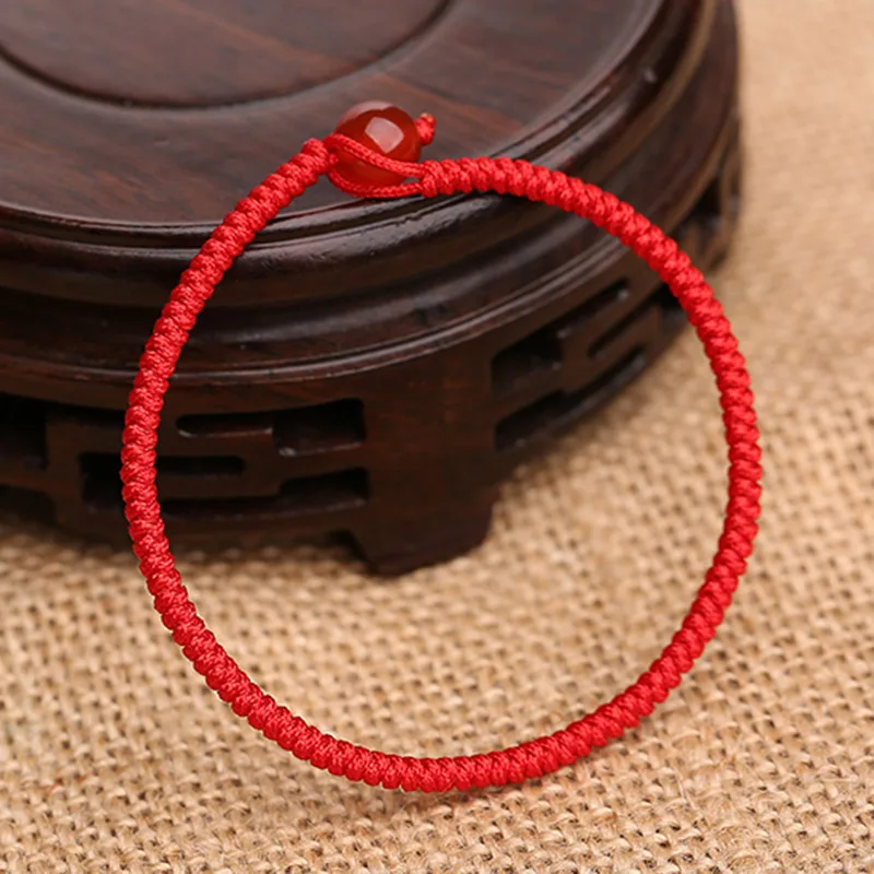 

8mm Chinese Avoid Disaster Red Cord Bracelet DIY Red Agates Beads Bracelets Natural Stone Beads Bracelets For Women Gift
