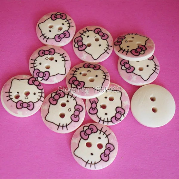 

Wood Sewing Button Scrapbooking Round Yellow Two Holes Pattern 18mm Dia,100 PCs 2015 new C-5