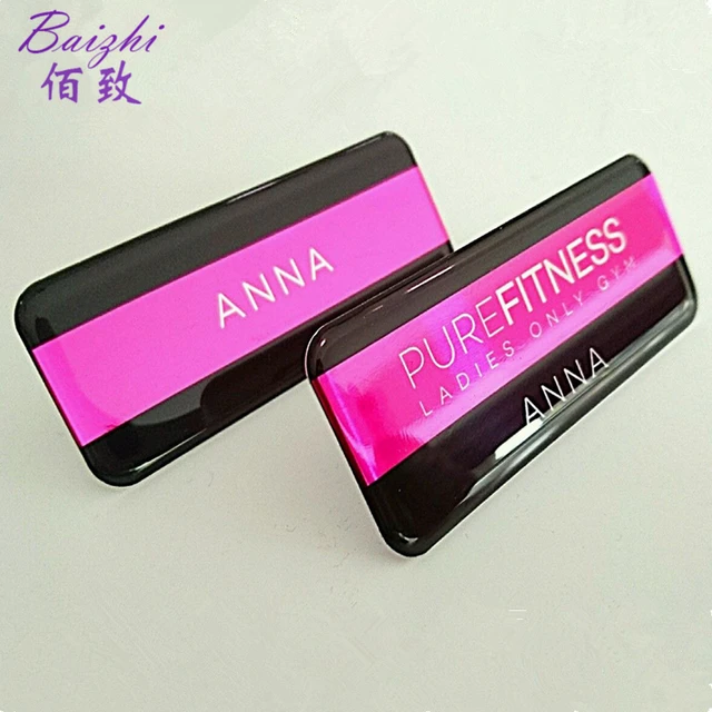 10pcs wholesale promotional rectangle name tag with epoxy crafts
