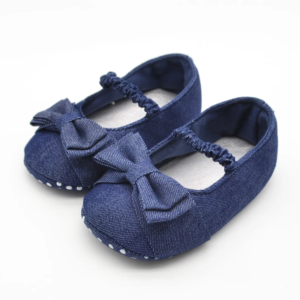 

First Walkers For Baby Shoes Butterfly-knot Color Blue Baby Shoes Soft Sole Shoes Comfortable For 0-15 Month For Baby Girls