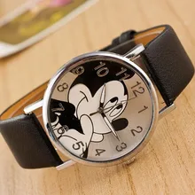 2017 fashion minnie women watch boy girl cartoon watches Unisex quartz watch student Famale imitation PU leather holiday gifts