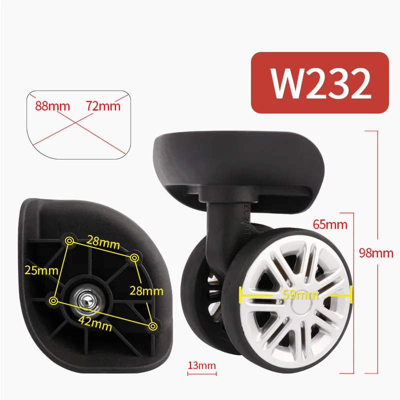 Чемодан и сумки аксессуары чемодан на колесах Замена Универсальный колеса для путешествий Чемодан аксессуары rolling Чемодан ролики - Цвет: W232(2 Wheels)Black