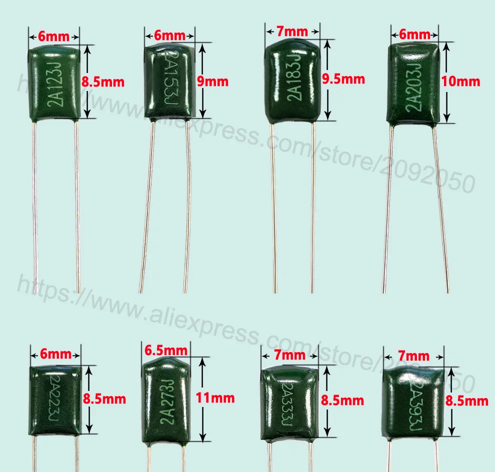 1000 шт. полиэстер полиэтиленовой пленки 100 В 2A104J 2A154J 2A224J 104J 154J 224J 5% 2A Зеленый DIP 0,1 мкФ 0,15 мкФ 0,22 мкФ 100NF 150NF 220NF