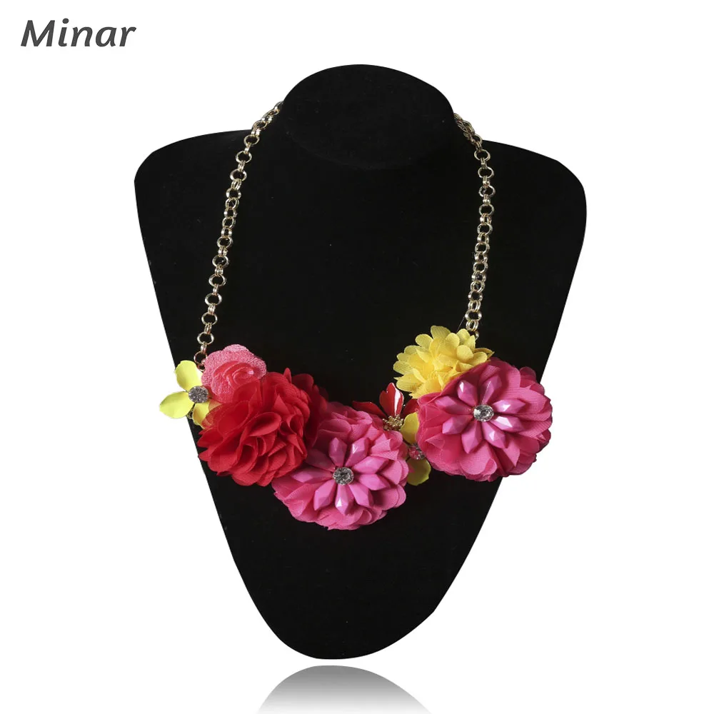 

Bohemian Maxi Flower Choker Necklace Fashion Summer jewelry Big Statement Necklace for Women Accessories Bridal Wedding Party