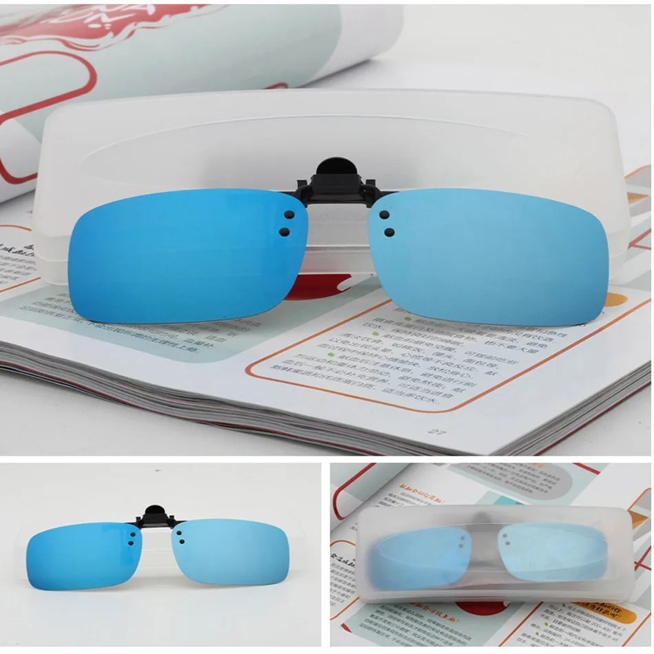 Стоящий Кемпинг походные солнцезащитные очки Флип-ап зажим для очков Портативный Открытый Инструменты EDC вождение автомобиля Путешествия Туризм Polarizd - Цвет: Square Light Blue