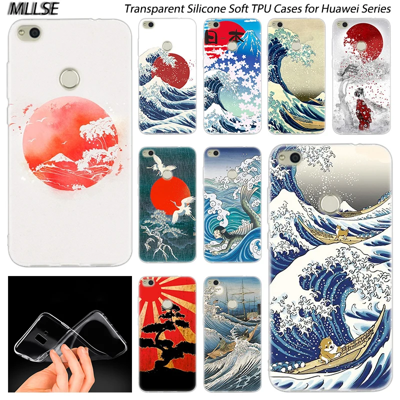 

Sea Wave Art Spray Soft Silicone Case for Huawei NOVA 3 3i 4 Honor 7A Pro 7S 6X 7X 8X 8 9 10 Lite Play View 20 Fashion Cover