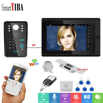 

SmartYIBA RFID Password 7 Inch Monitor Wifi Wireless Video Door Phone Doorbell Camera Intercom System+Power Supply Door Lock