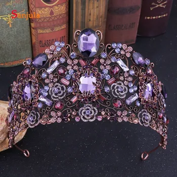 

Purple Rhinestones Princess Baroque Bridal Wedding Headwear Jewelry 2019 Fashion Design Women Hair Decoration Headpiece H314