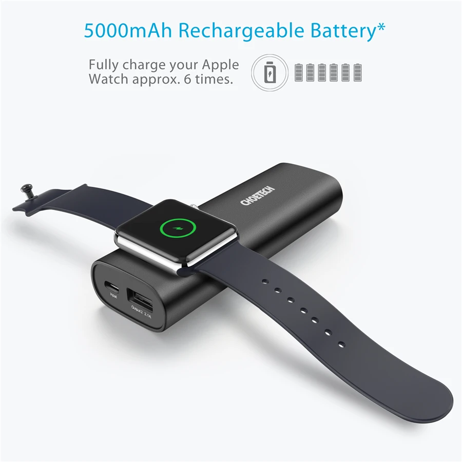Para MFi cargador inalámbrico para Apple Watch 1 2 3 4 Series 5000mah cargador magnético batería ex