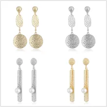 Moderno minimalista geométrico perla redonda para mujer pendientes largos con diseño de personalidad kolcyki joyería chica regalo al por mayor(China)