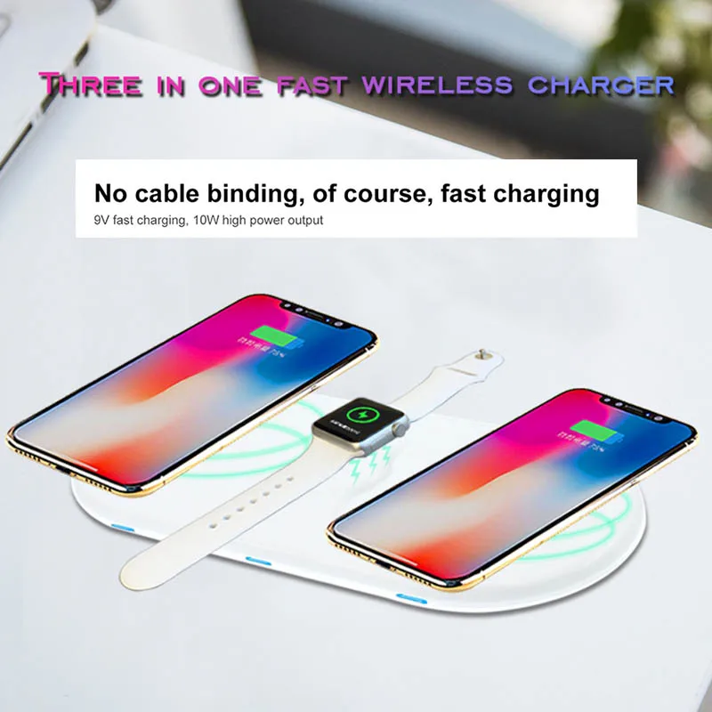 

3 in 1 Wireless QI Charger Pad For IPhone X 8 Plus Samsung S8 edge S9 Plus For Watch Mobile Phone Charger