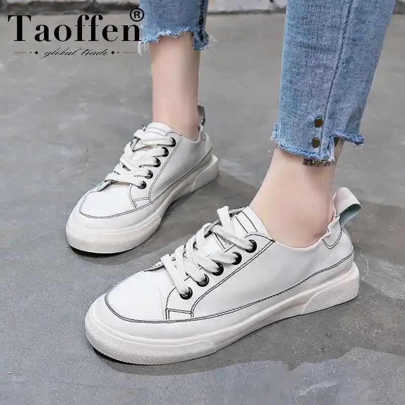 

Taoffen Women Daily White Shoes Light Weight Vulcanized Shoes Women Casual Party Vacation Sneakers Breath Club Shoes Size 35-40