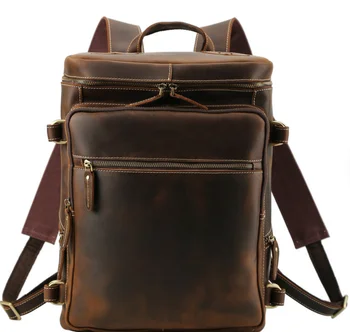 

Vintage Multi-Function Genuine Leather Backpacks Large Capacity Bussiness Laptop Bags Male Travel Cowhide Luggage Bags TotesD614
