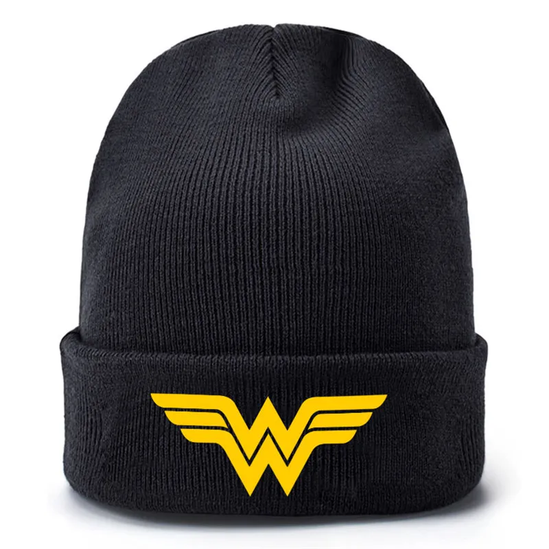 Чудо-Женщины Супер манга герой комиксов бейсболки вязаные зимние теплые шапки для мужчин женщин мальчиков девочек эластичные черные