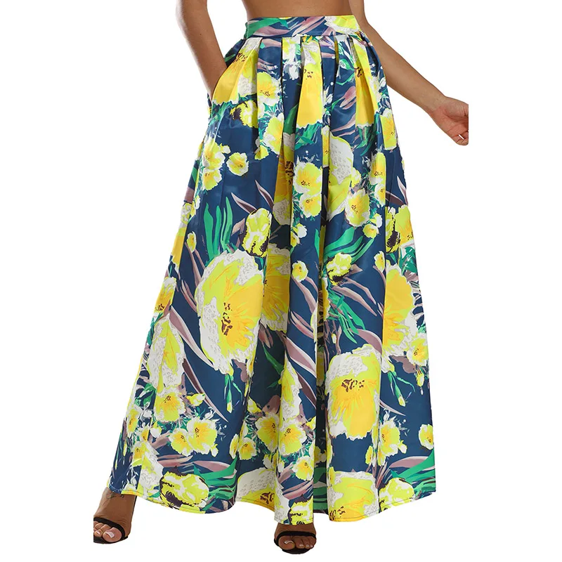 Navy-Yellow-Floral-Elegant-Flared-Maxi-Skirt-LC65124-7-1