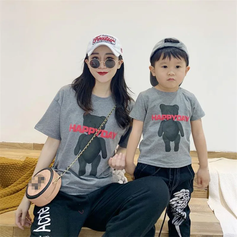 Adult1pc+Kid*1pc XXXL Father Mother Boys T-shirts Short Sleeve Bear Print Summer Tops Family Matching Clothes Mom Dad Girl Shirt Adult1pc+Kid*1pc XXXL Father Mother Boys T-shirts Short Sleeve Bear Print Summer Tops Family Matching Clothes Mom Dad Girl Shirt