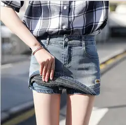 2019 Новые короткие Feminino женские летние тонкие джинсовые шорты большой Размеры эластичный женский из металла джинсовая мини-юбка короткие