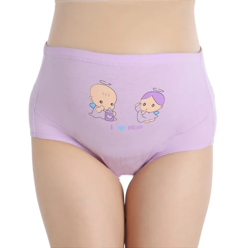 Хлопковые трусики с завышенной талией для беременных, нижнее белье для поддержки живота, послеродовые трусы с героями мультфильмов, короткие штаны для беременных - Цвет: LQ1328Z