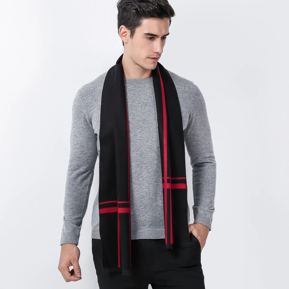 Men Winter Scarf Striped Cotton Scarves Male Brand Shawls Warm Cashmere