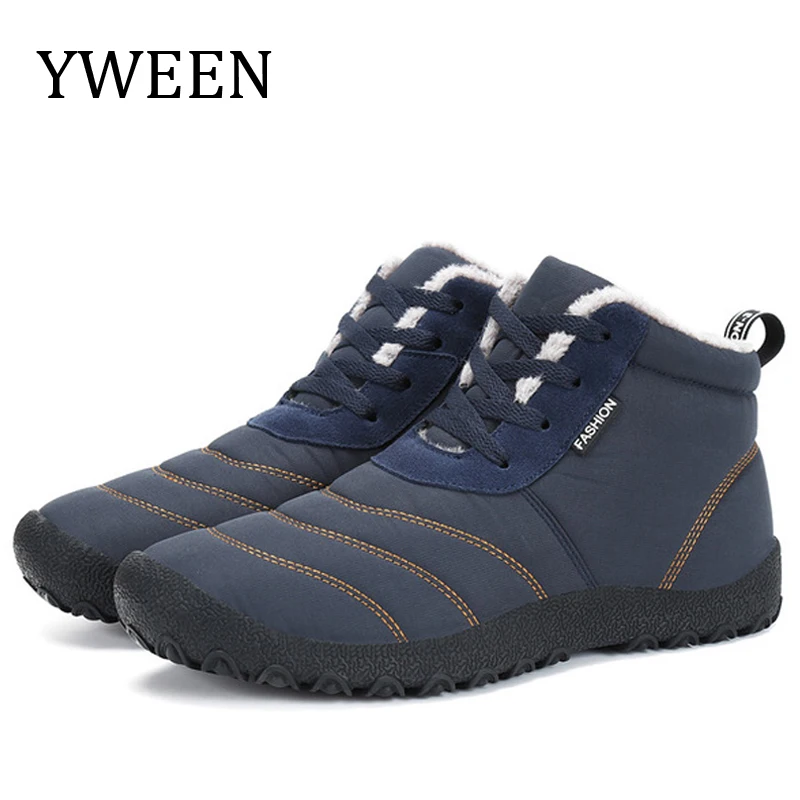 

YWEEN Christmas Winter Men Shoes Warm Plush Boots Men Waterproof Boots Anti-slip Ankle Snow Boots Plus Size zapatos de hombre