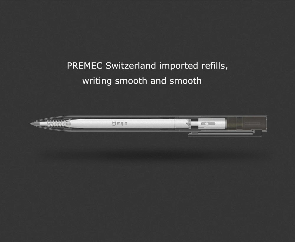 Original Xiaomi Mijia Metal Sign Pen Ballpen Mijia Signing Pen 0.5MM PREMEC Smooth Switzerland Refill Black/Blue/Red Ink 4