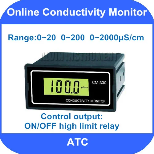 

Free Shipping Online Conductivity Monitor Tester METER  Range0~2000uS/cm  Control output:ON/OFF high limit relay