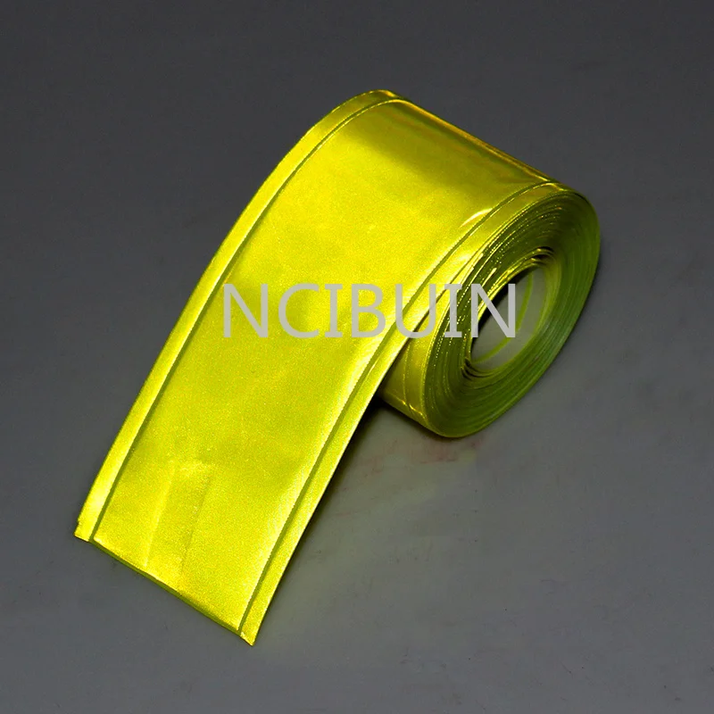 

1Meter Reflective lattice belt PVC reflective strip clothing accessories safety reflective tape yellow 50mm(2") G50-3