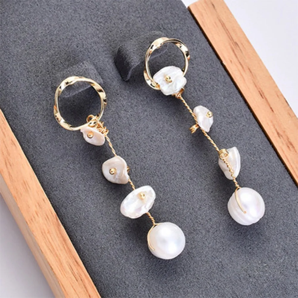 

Handmade Freshwater Pearl Drop Earrings Mother's Day Mother Gift Earrings