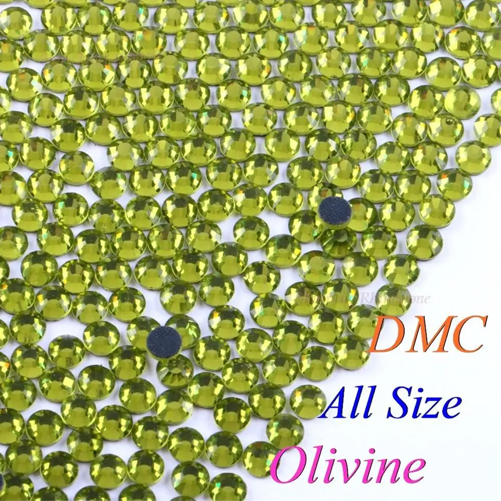 DMC оливковый цвет SS6 SS10 SS16 SS20 SS30 смешанные Размеры Стекло кристаллы, стразы с прямой основой Стразы переводная картинка Стразы блестящая DIY одежды с клеем