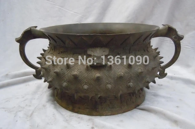 

xd 001033 Old Chinese bronze carved parallel primitive Incense Burner Sculpture Statue