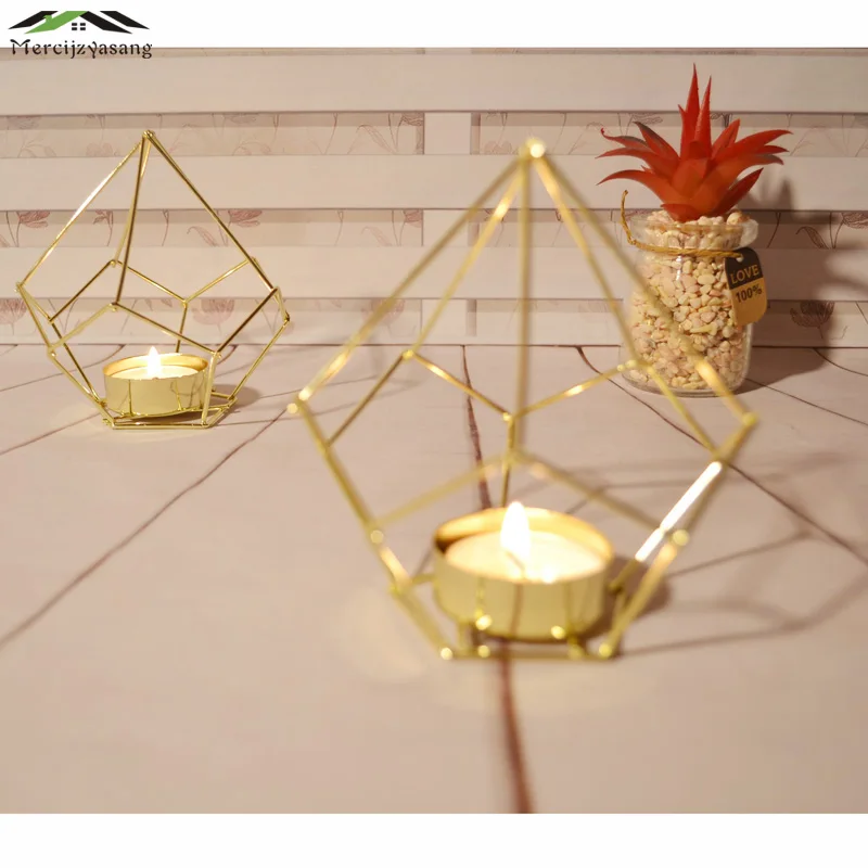European Style Candlestick Diamond shape Table Candle Holders Ornament