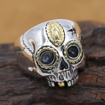 

925 STERLING SILVER MEN'S PUNK BIKER Rock Skull Ring Jewelry A3220