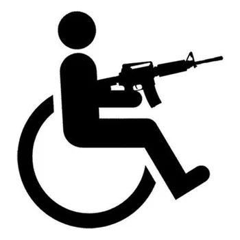 

15cm*16cm Handicapped Wheelchair Gun Creative Vinyl window-styling Stickers Decals