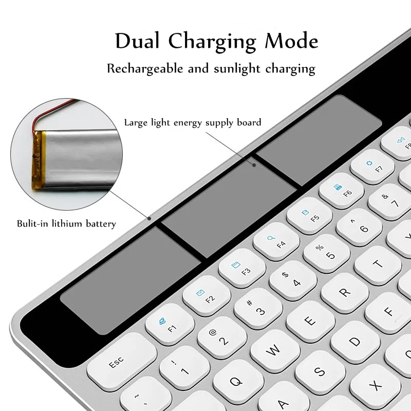B O W ультра-тонкий Солнечная зарядка/перезаряжаемый 2,4G беспроводной ноутбук Настольный компьютер клавиатура вогнутые и бесшумные клавиши