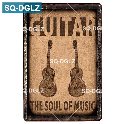 [SQ-DGLZ] MUSIC GUITAR Metal Sign Bar Wall Decoration Tin Sign Vintage Metal Signs Home Decor Painting Plaques Art Poster - Цвет: 1071