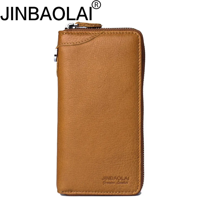 

Zipper Handy Portfolio Genuine Leather Magic Men Wallet Card Holder Purse Long Male Clutch Bags Phone Money Walet