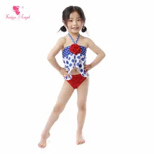 Kaiya Angel/Новинка; купальный костюм для маленьких девочек; пляжные костюмы в горошек с поясом; комплект из двух предметов; Детская летняя одежда; милая одежда; 5 шт./партия; с фабрики