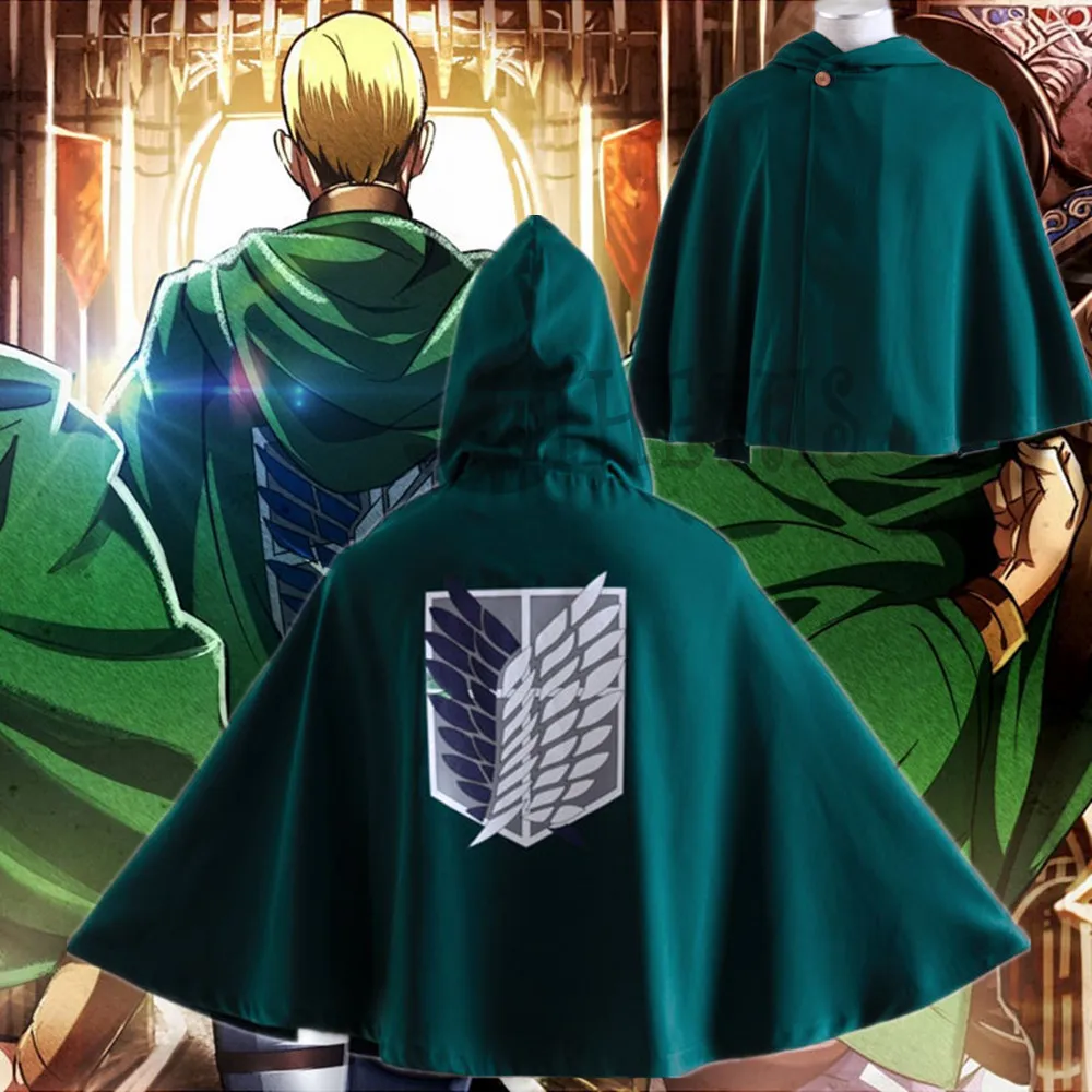 

Athemis Attack on Titan cloak for Eren Levil Mikasa Ackerman high quality blackish green color