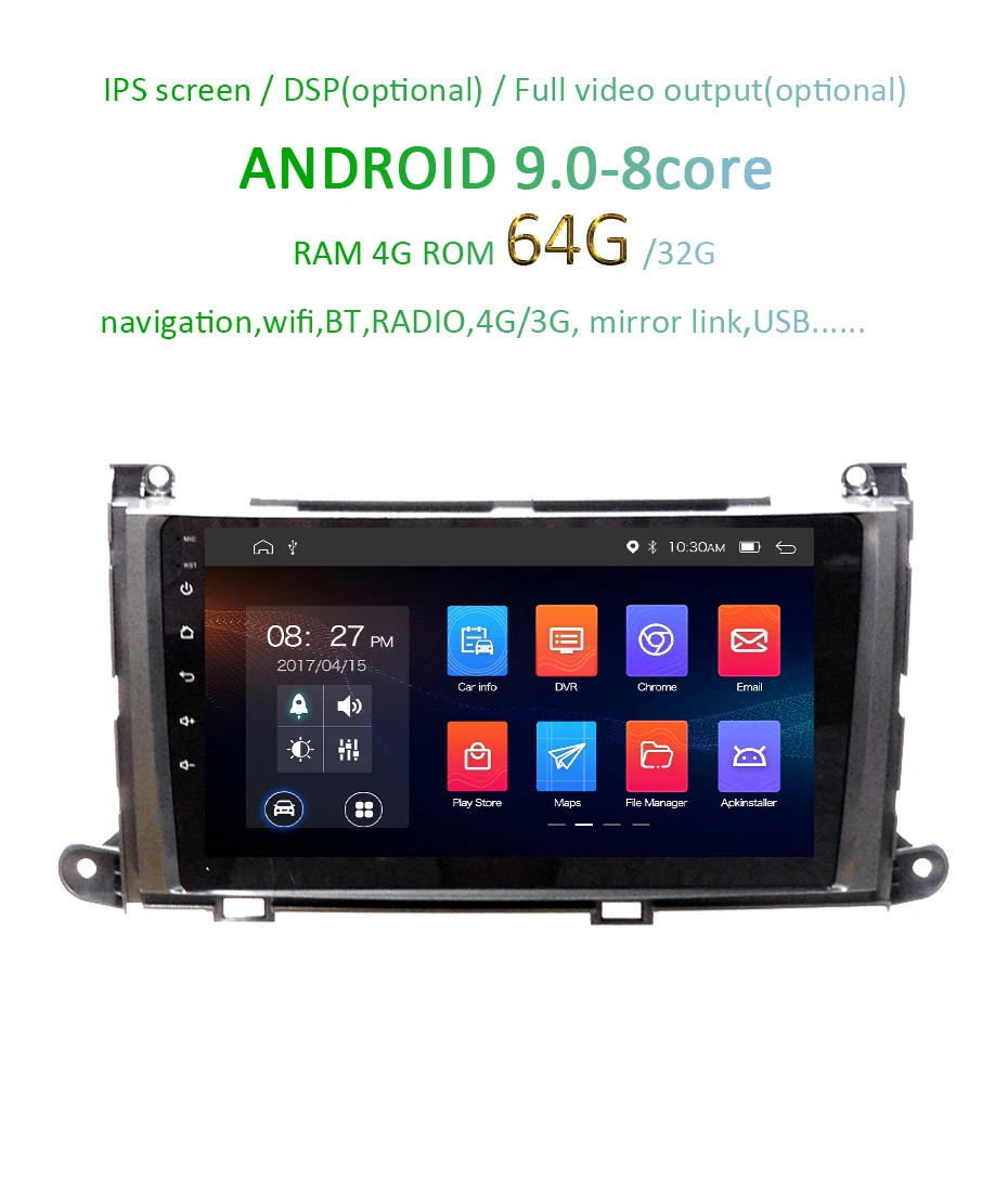Flash Deal Android 9.0 DSP 4G RAM 64G Car GPS for Toyota Sienna Navigation Stereos IPS Touch Screen AUDIO Receiver NO DVD player Head Unit 1