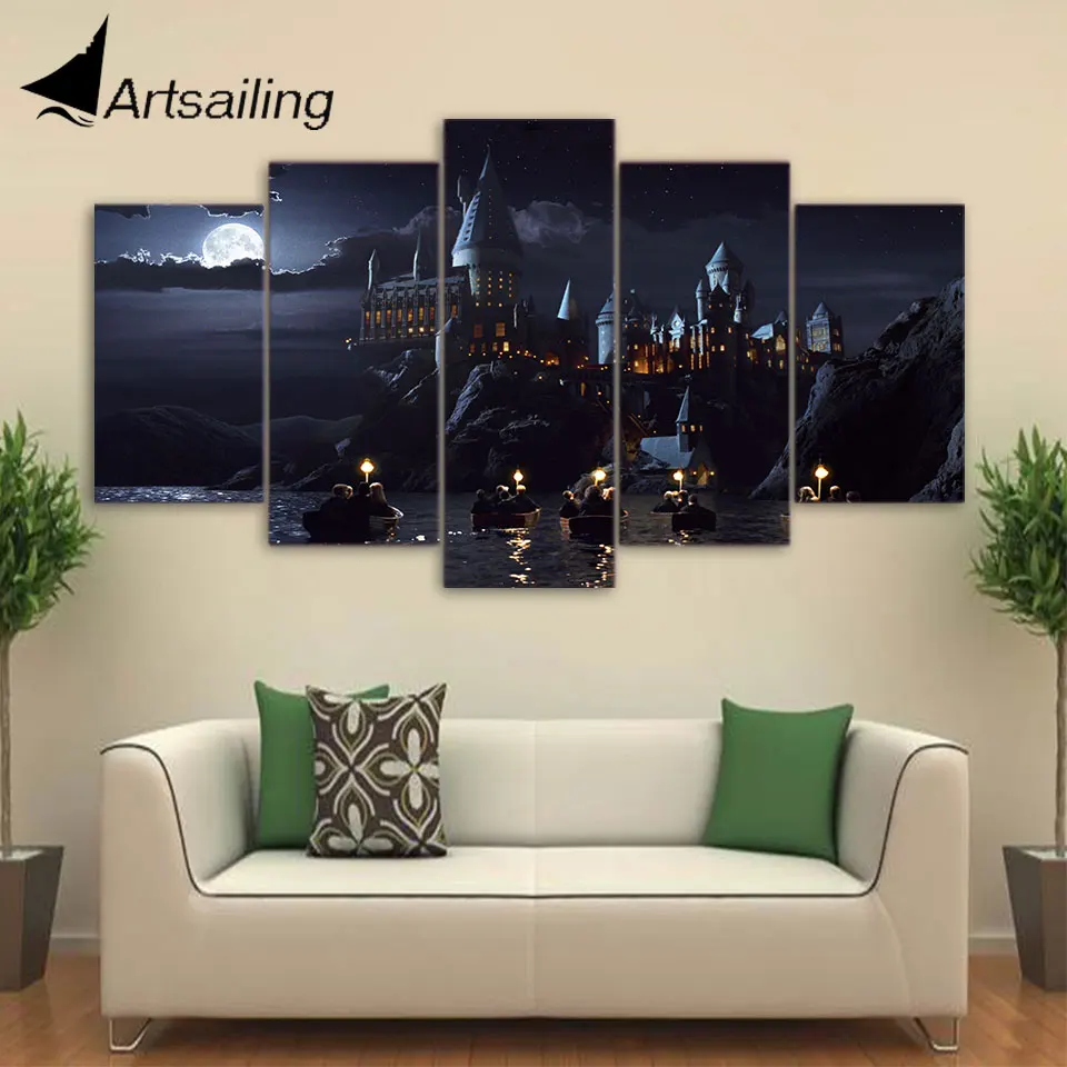 Poster Modern Home Decor Living Room 5 Panel Film Harry Potter Scene Frame Wall Art Canvas HD Print Painting Modular Pictures