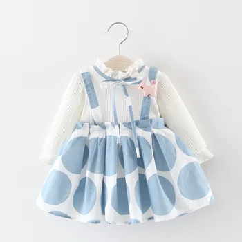 

2019 Baby girls new spring dress children girls good fashion lace long sleeve polka dots print cotton Dress 1-3 years !