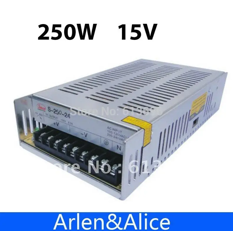 250 W 15 V 16.6A одиночный выход импульсный источник питания для светодиодной полосы света AC к DC