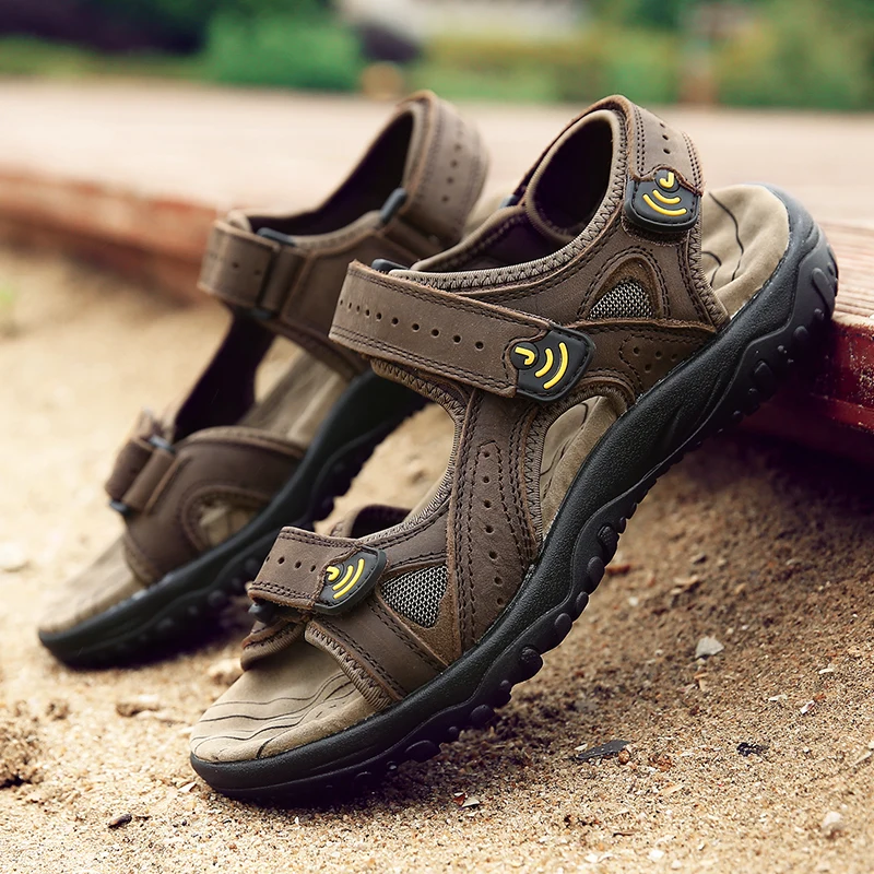 Г. новые стильные летние мужские сандалии обувь из натуральной кожи мужские пляжные сандалии Классические сандалии в римском стиле для улицы мужская обувь