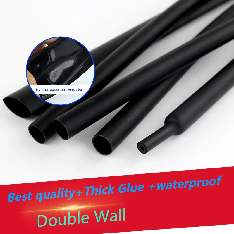 4-52mm Diameter Adhesive Lined 4:1 Heat Shrink Tube Wrap Dual-wall Waterproof